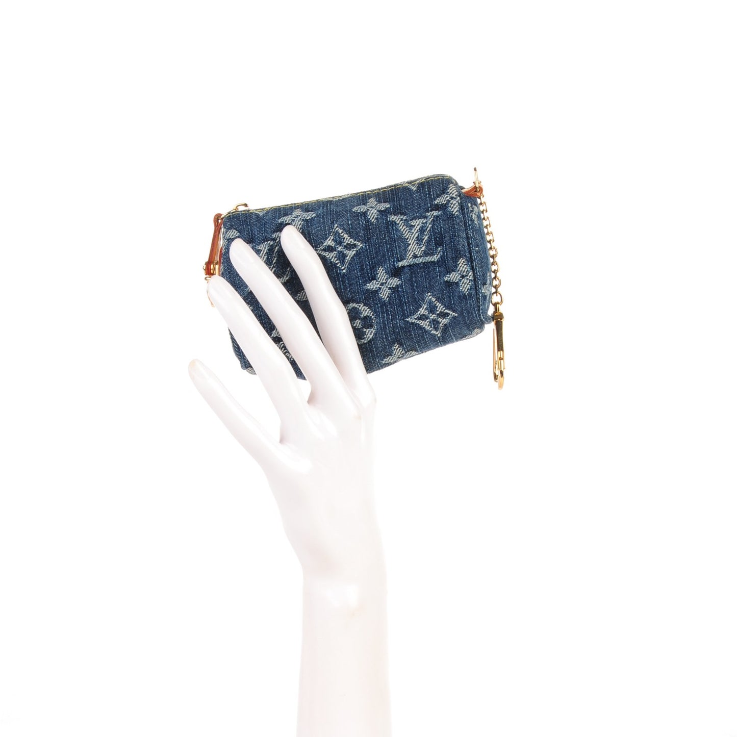 Monogram Denim Pochette Speedy PM Key Holder Blue