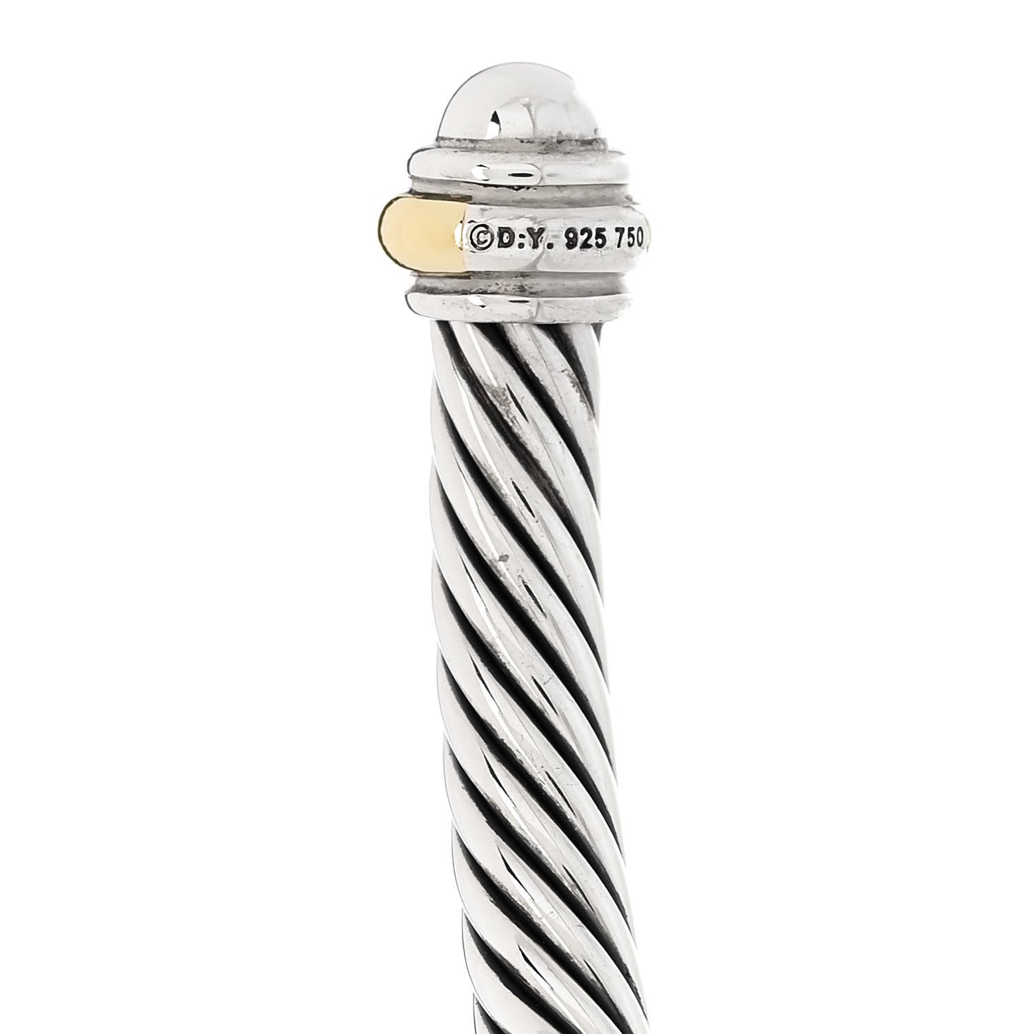 David Yurman Sterling Silver 18K Yellow Gold 4mm Cable Classics Bracelet 3 of 4