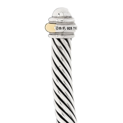 David Yurman Sterling Silver 18K Yellow Gold 4mm Cable Classics Bracelet 3 of 4