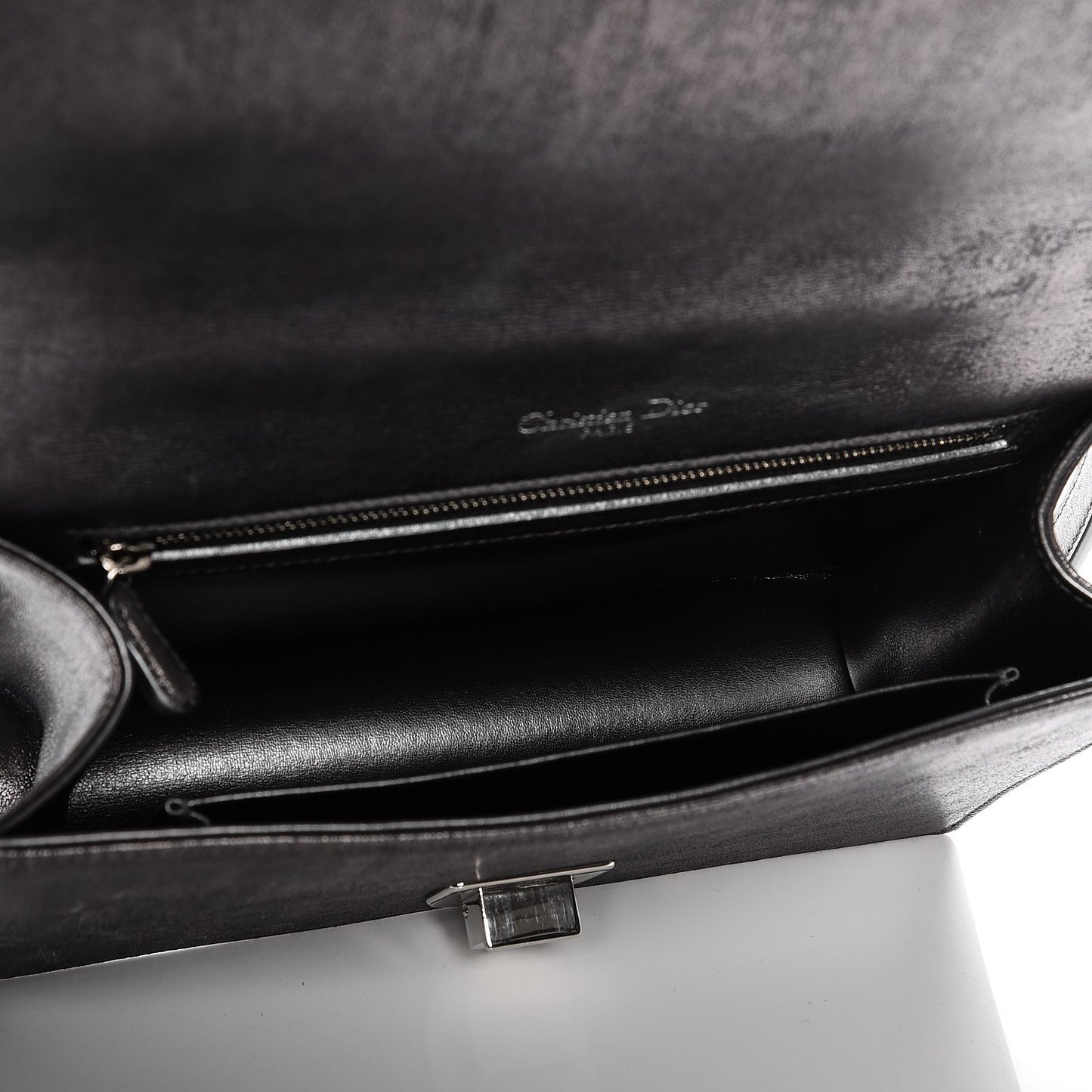 Metallic Brushed Calfskin Medium Diorama Flap Bag Titanium