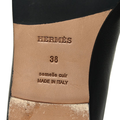 Hermes Calfskin Womens Colette Loafers 38 Black 6 of 9
