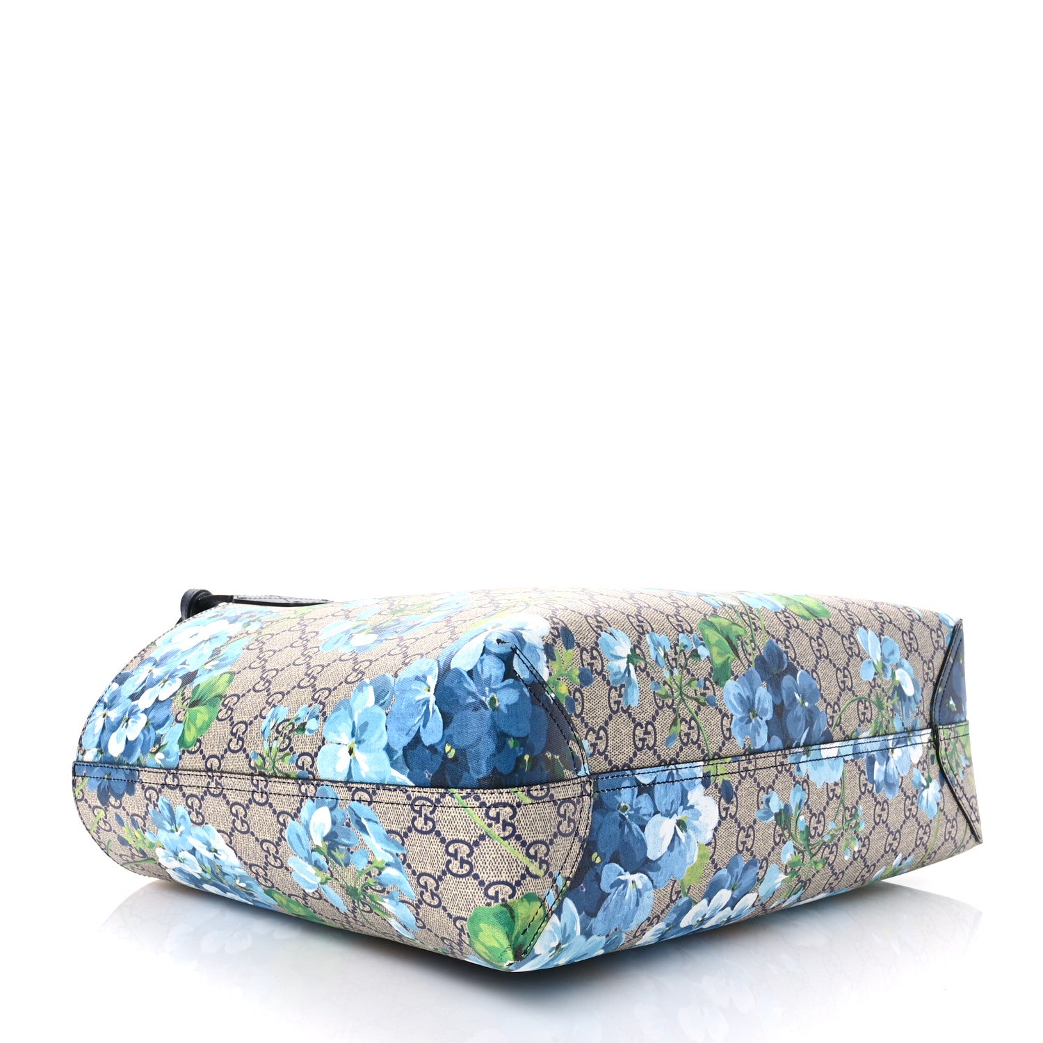 Gucci GG Supreme Monogram Blooms Medium Reversible Tote Beige Blue Navy 4 of 16