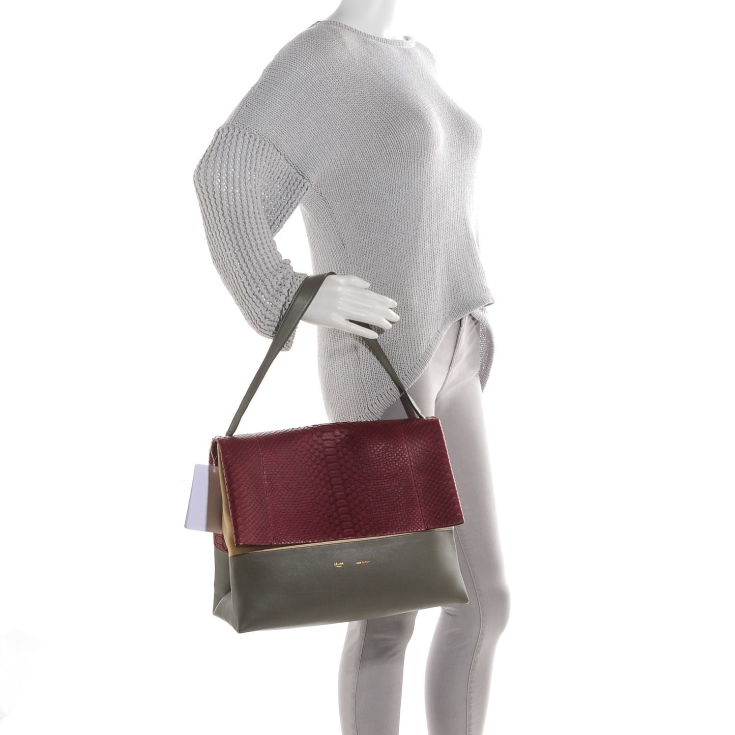 Python Calfskin All Soft Shoulder Bag Burgundy