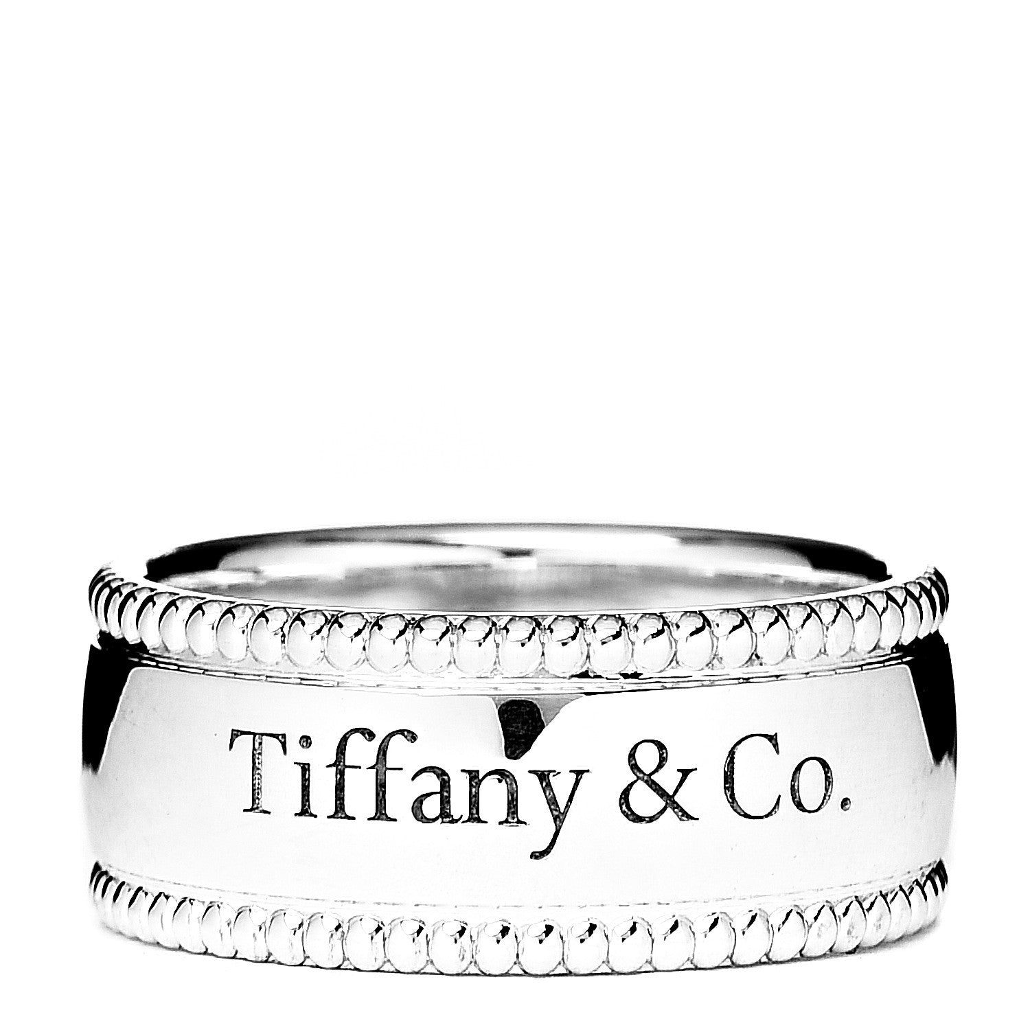 Tiffany Sterling Silver Milgrain I Love You Band Ring 52 6 1 of 6