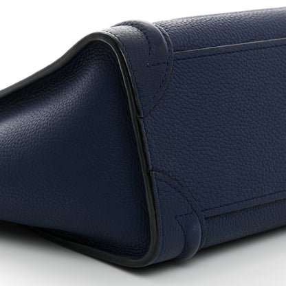 Celine Drummed Calfskin Nano Luggage Deep Blue 9 of 10