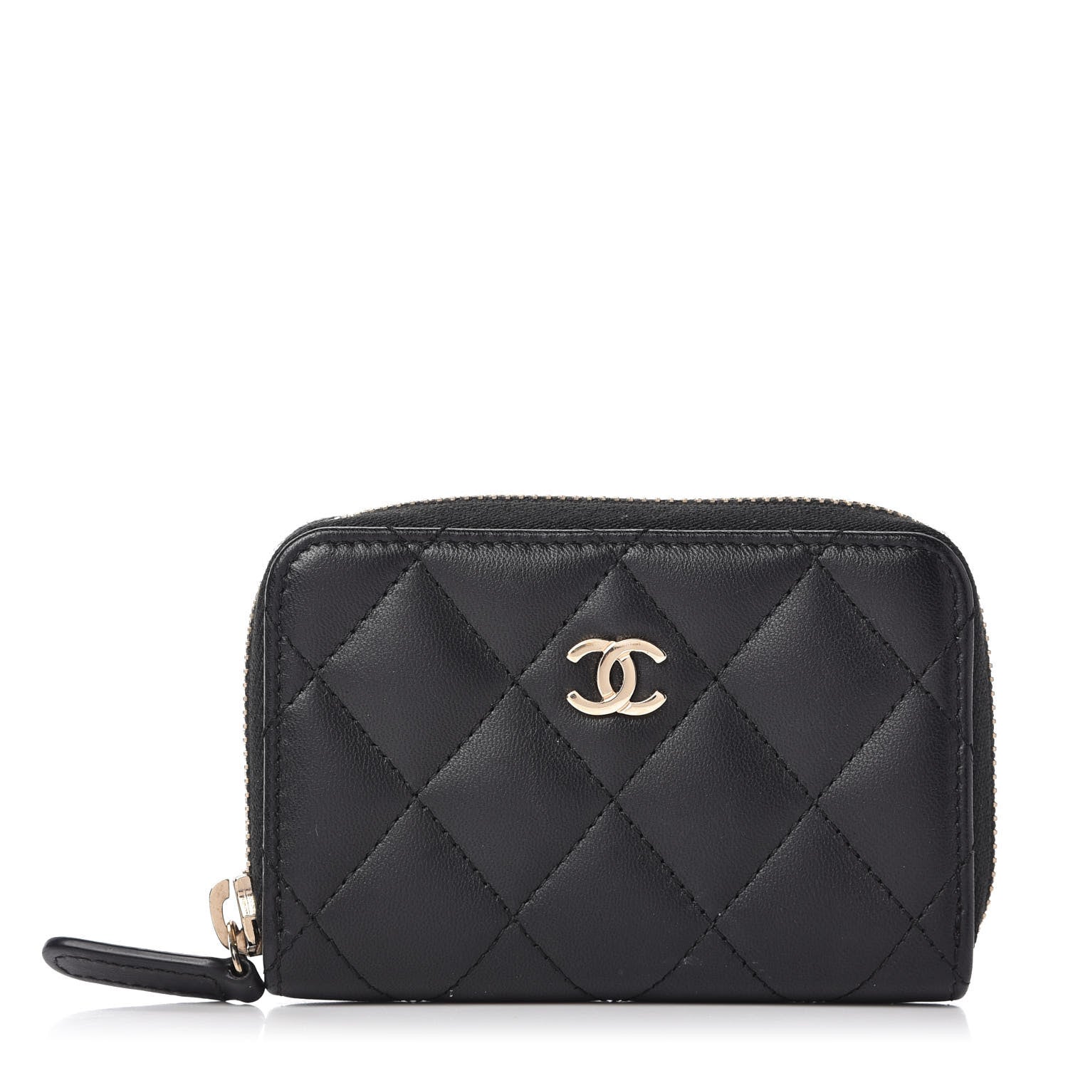 Chanel Lambskin Quilted Zip Coin Purse Black 1 of 8