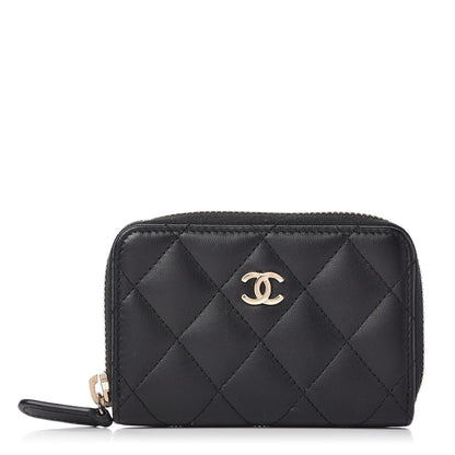 Chanel Lambskin Quilted Zip Coin Purse Black 1 of 8