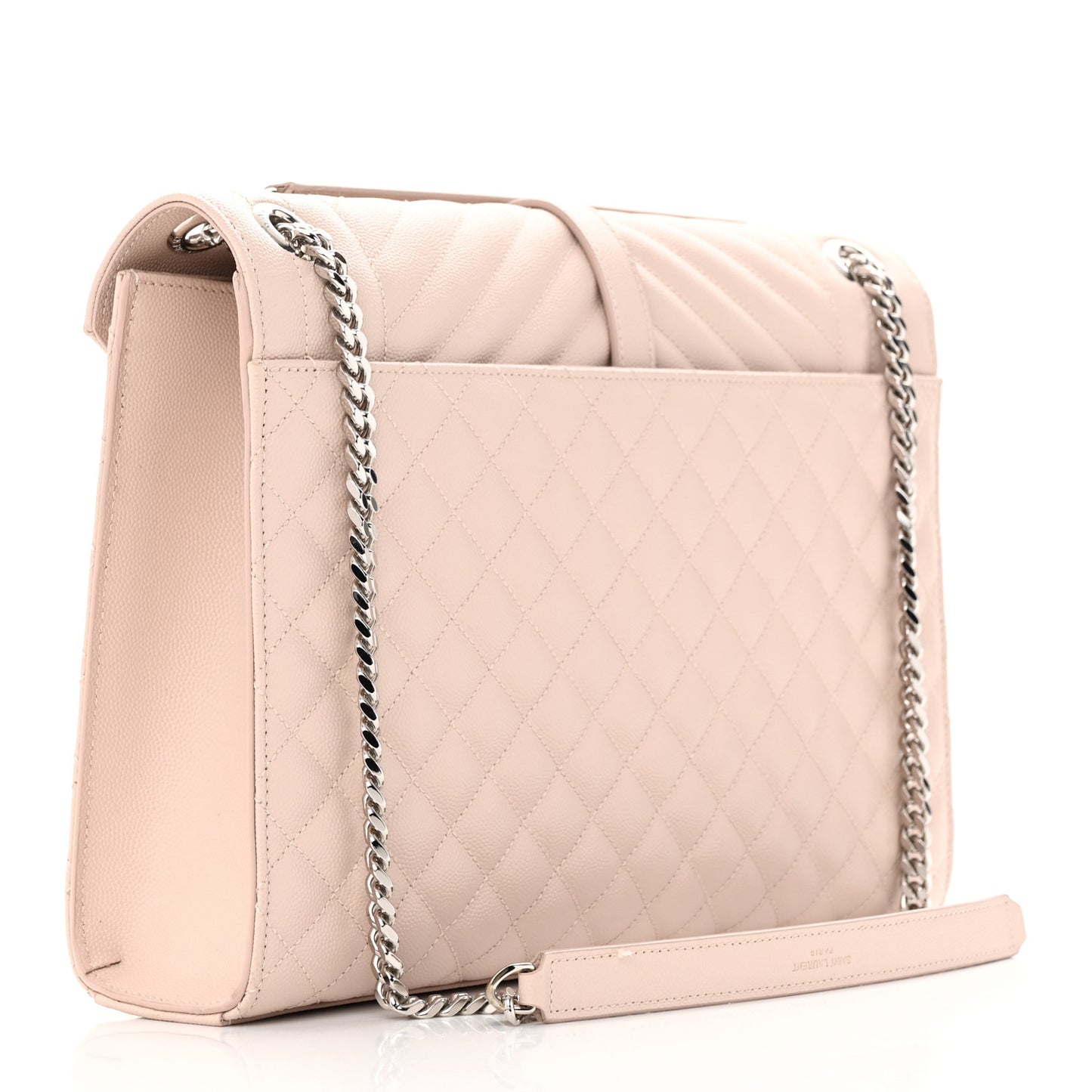 Grain De Poudre Textured Mixed Matelasse Large Triquilt Monogram Satchel Rose