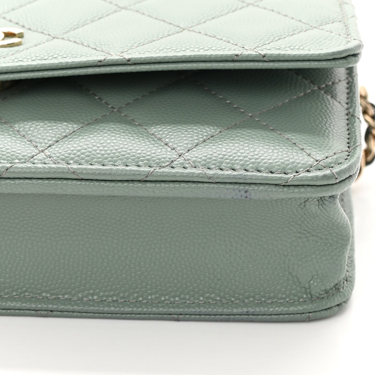 Caviar Quilted Wallet On Chain WOC Dark Green