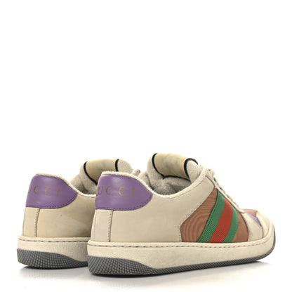 Gucci Moire Fabric Nubuck Web Womens Screener Sneakers 37 Cinnamon Dusty Milk New Lavender 5 of 9