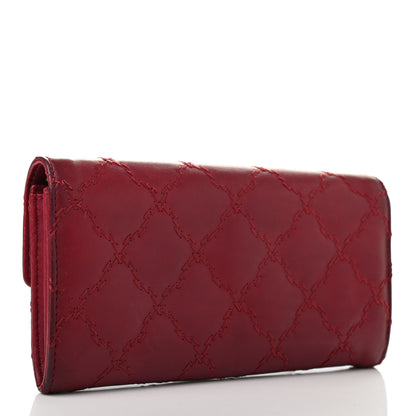 Chanel Calfskin Double Stitch Hamptons Large Gusset Flap Wallet Red 3 of 12