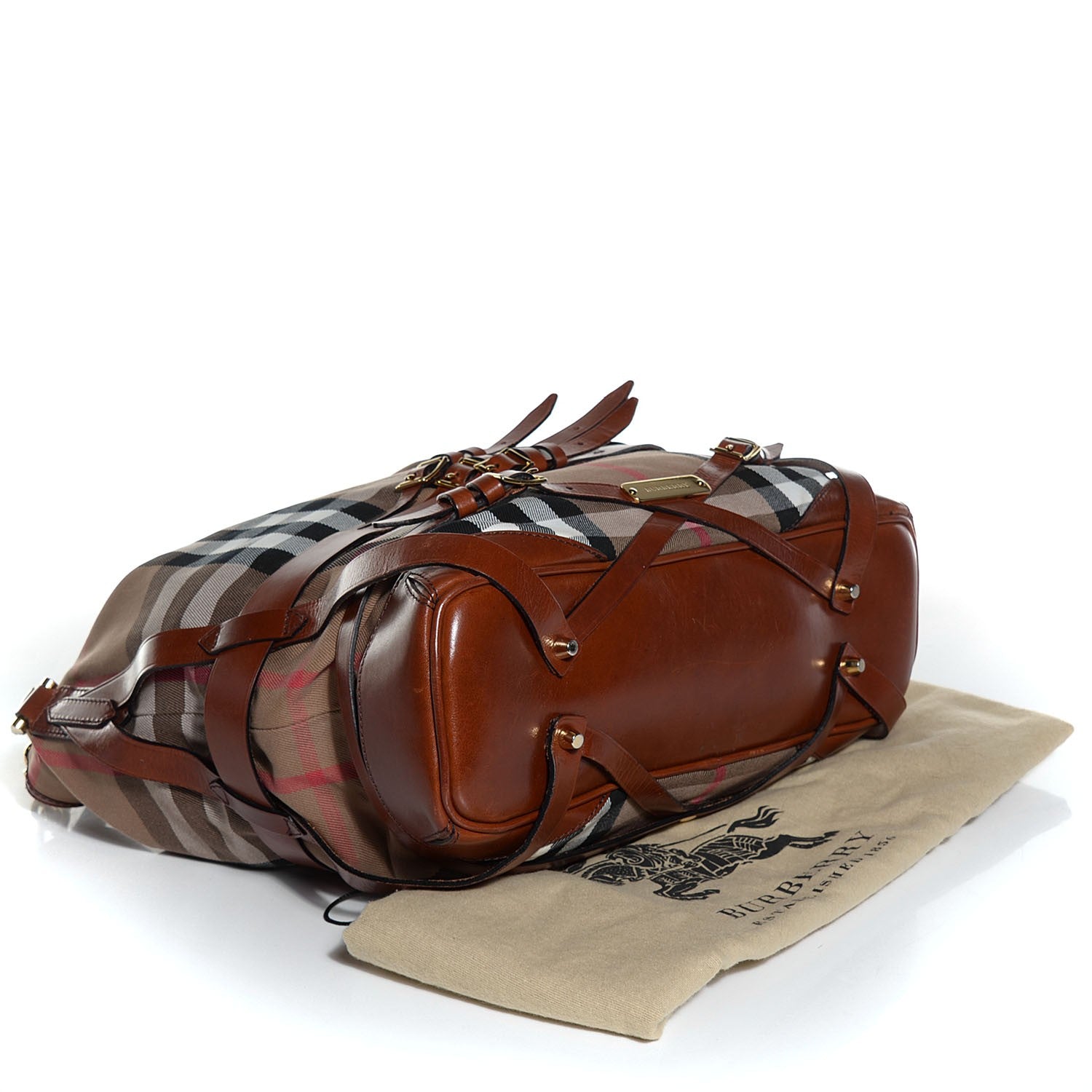 Burberry House Check Bridle Calfskin Medium Gosford Hobo Dark Tan 4 of 12