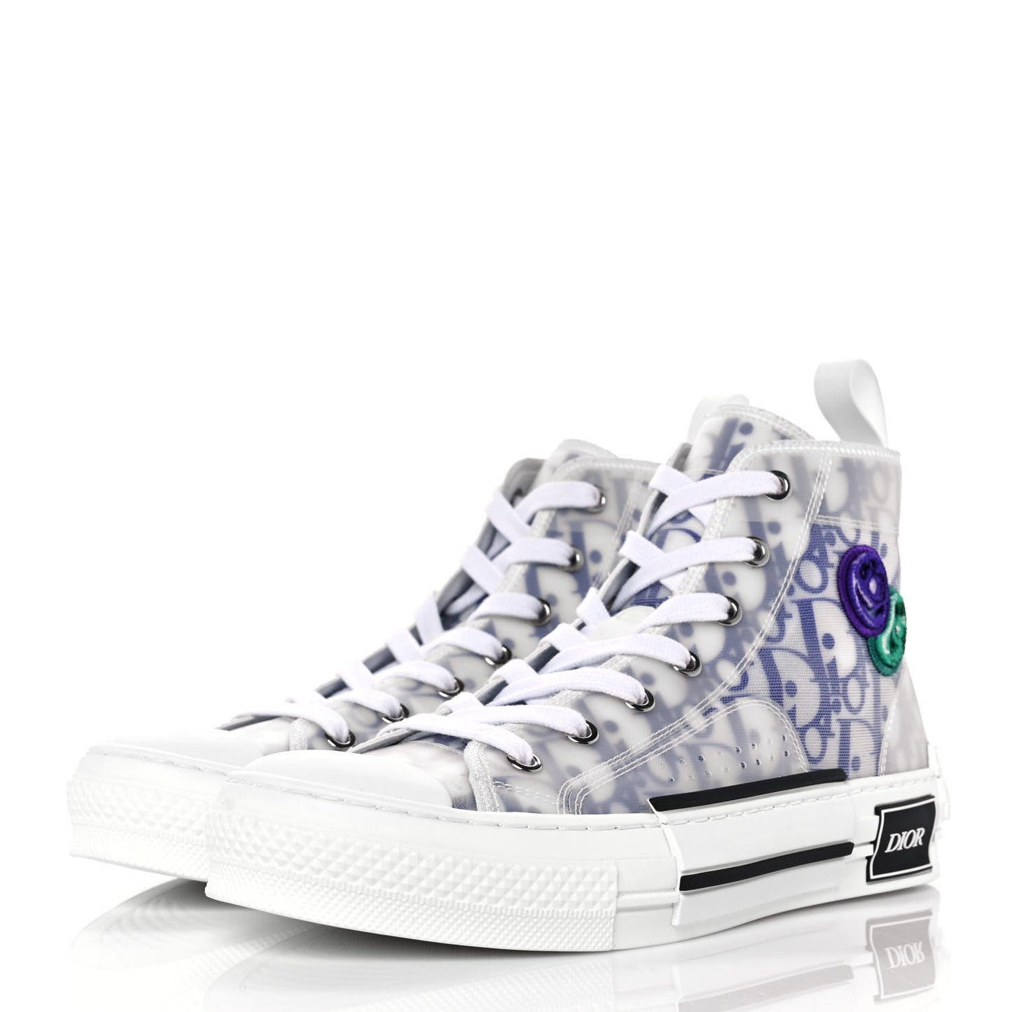 X KENNY SCARF Technical Canvas Oblique Patch Mens B23 High Top Sneakers 37 White Blue