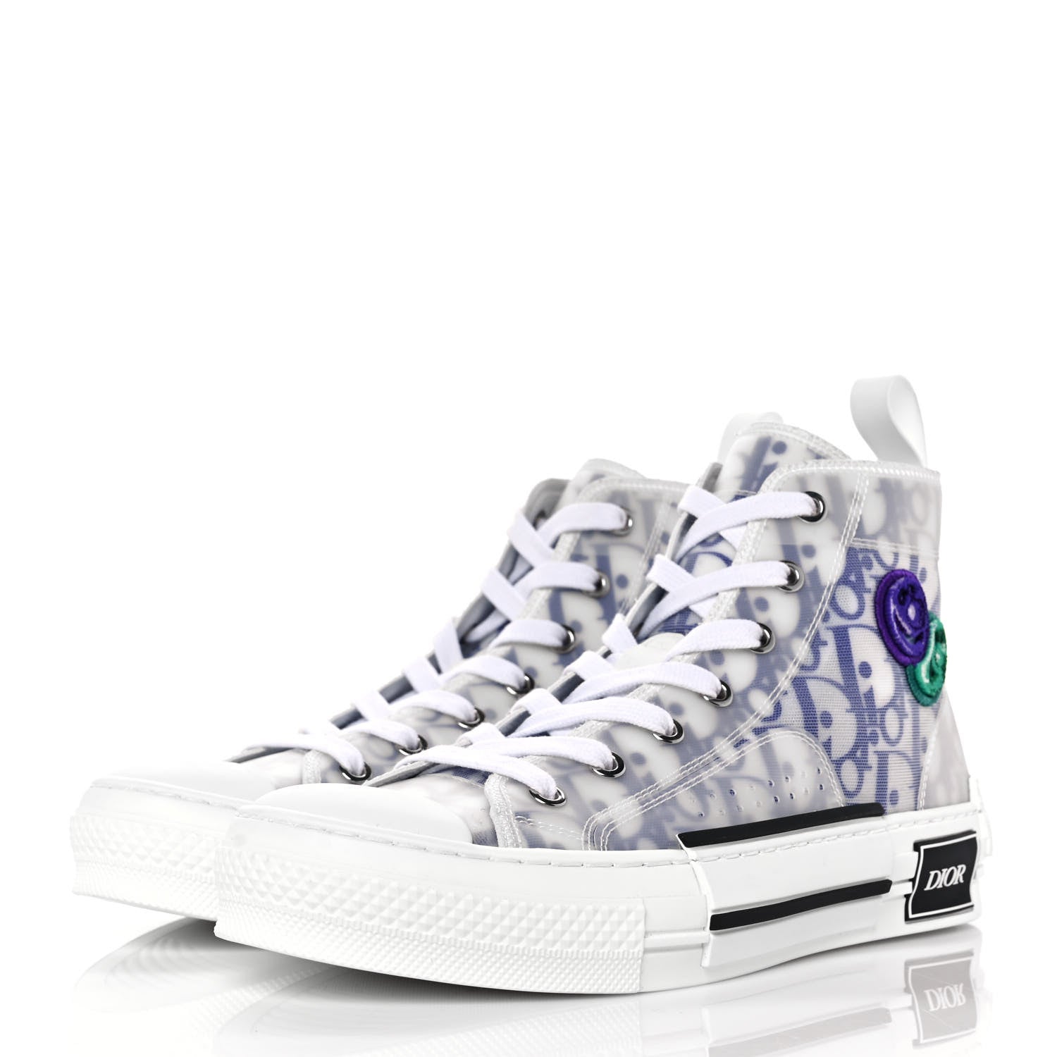 Christian Dior X KENNY SCARF Technical Canvas Oblique Patch Mens B23 High Top Sneakers 37 White Blue 3 of 9
