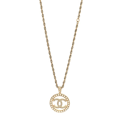 Chanel Pearl CC Round Pendant Necklace Gold 2 of 5
