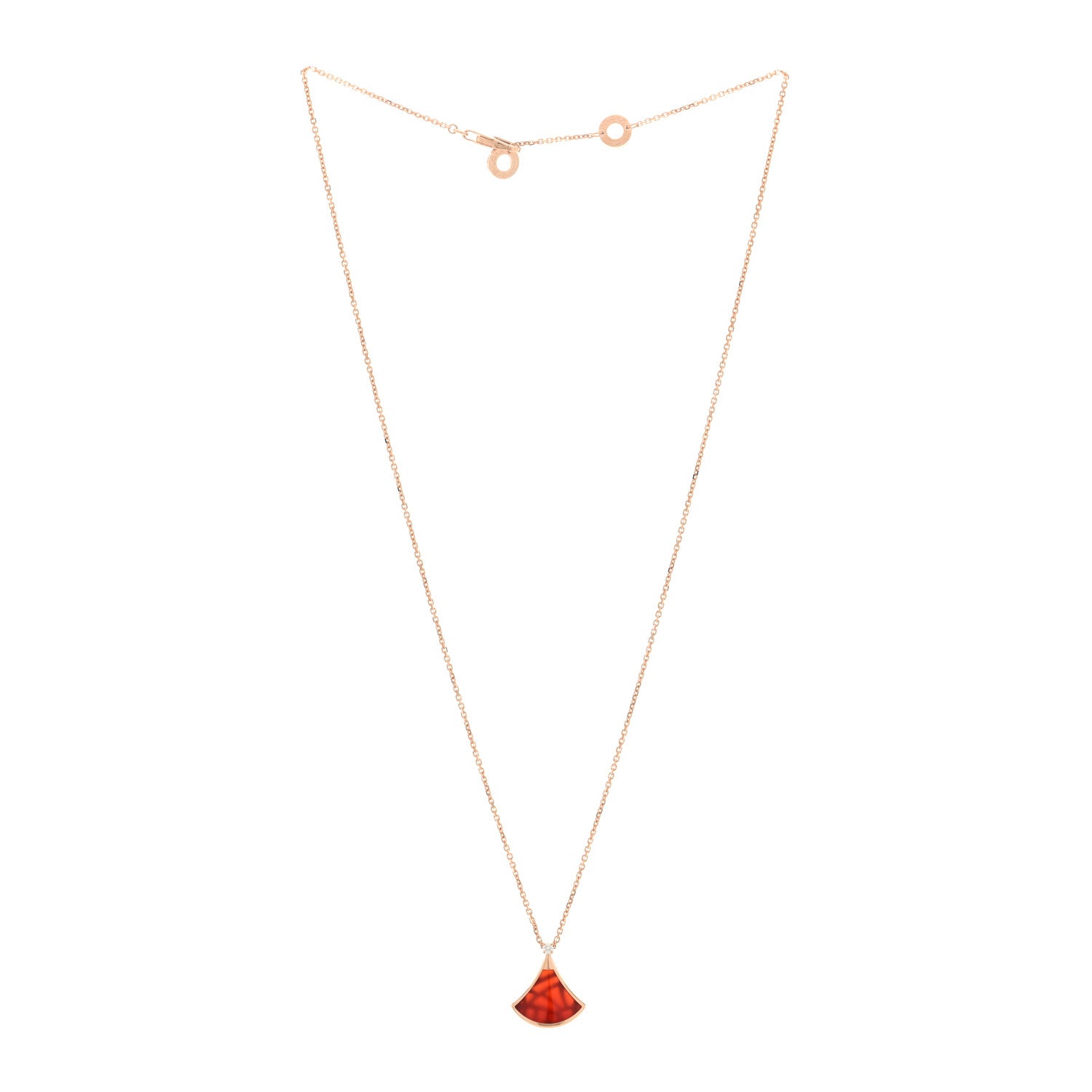 Bulgari 18K Rose Gold Diamond Carnelian Divas' Dream Pendant Necklace 3 of 5