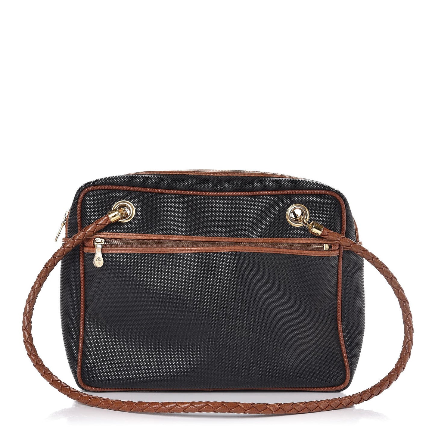 Rubberized Canvas Braided Handle Bag Navy