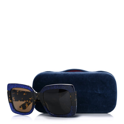 Gucci Square Frame GG0083S Sunglasses Glitter Blue Havana Brown 8 of 8