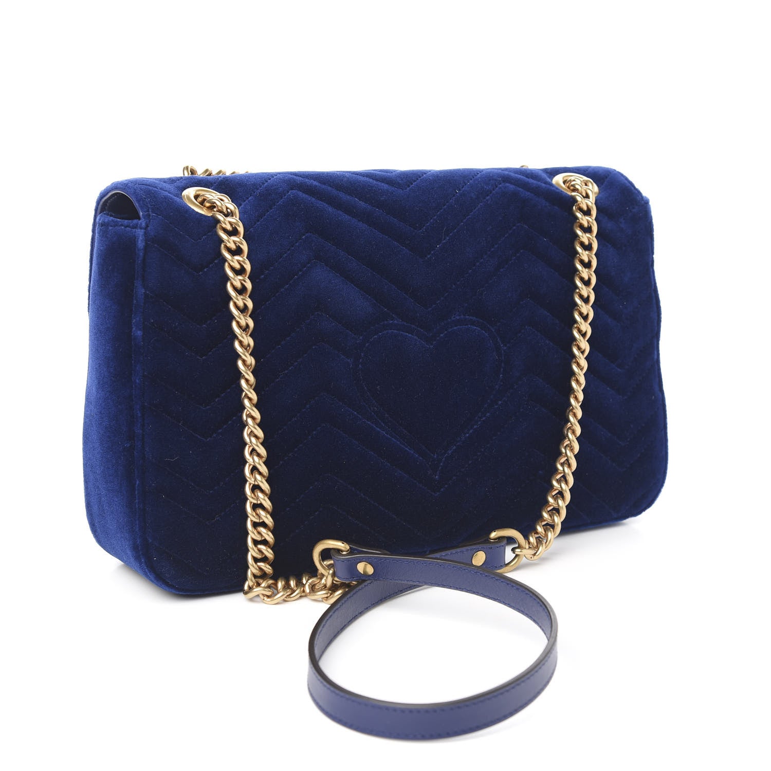 Gucci Velvet Matelasse Medium GG Marmont Shoulder Bag Cobalt Blue 2 of 9