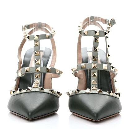 Valentino Garavani Calfskin Nappa Rockstud Ankle Strap 100mm Pumps 40 Marine Multicolor 2 of 7
