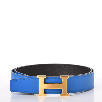 Hermes Polo Bullskin Swift 32mm H Belt 90 Bleu Hydra Macassar 5 of 9