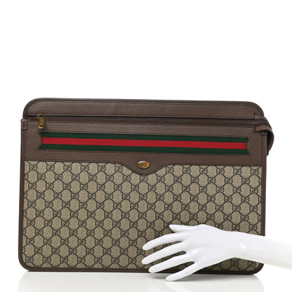 Gucci GG Supreme Monogram Textured Calfskin Web Ophidia Documents Holder Beige Ebony New Acero 2 of 7