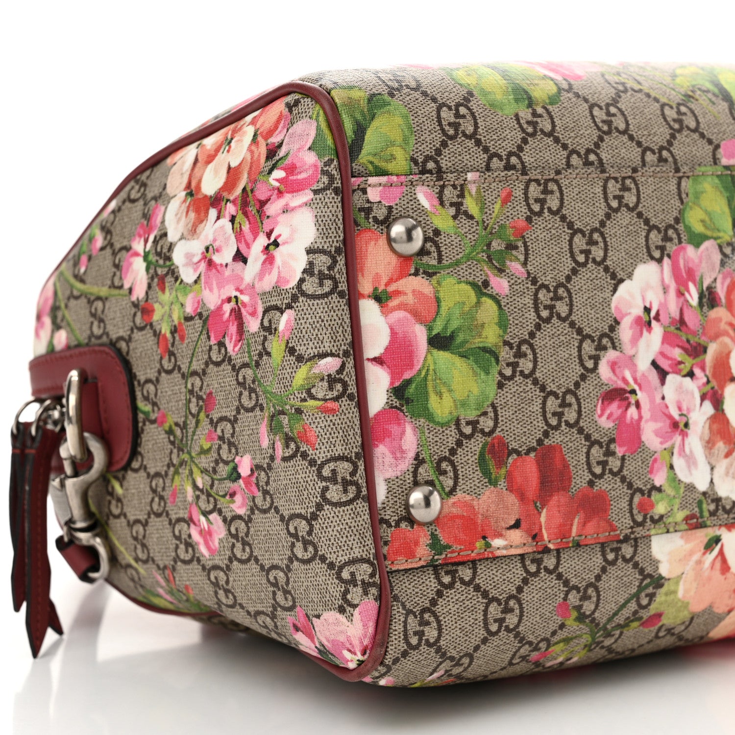 Gucci GG Supreme Monogram Blooms Medium Boston Beige Multicolor Dry Rose 9 of 12