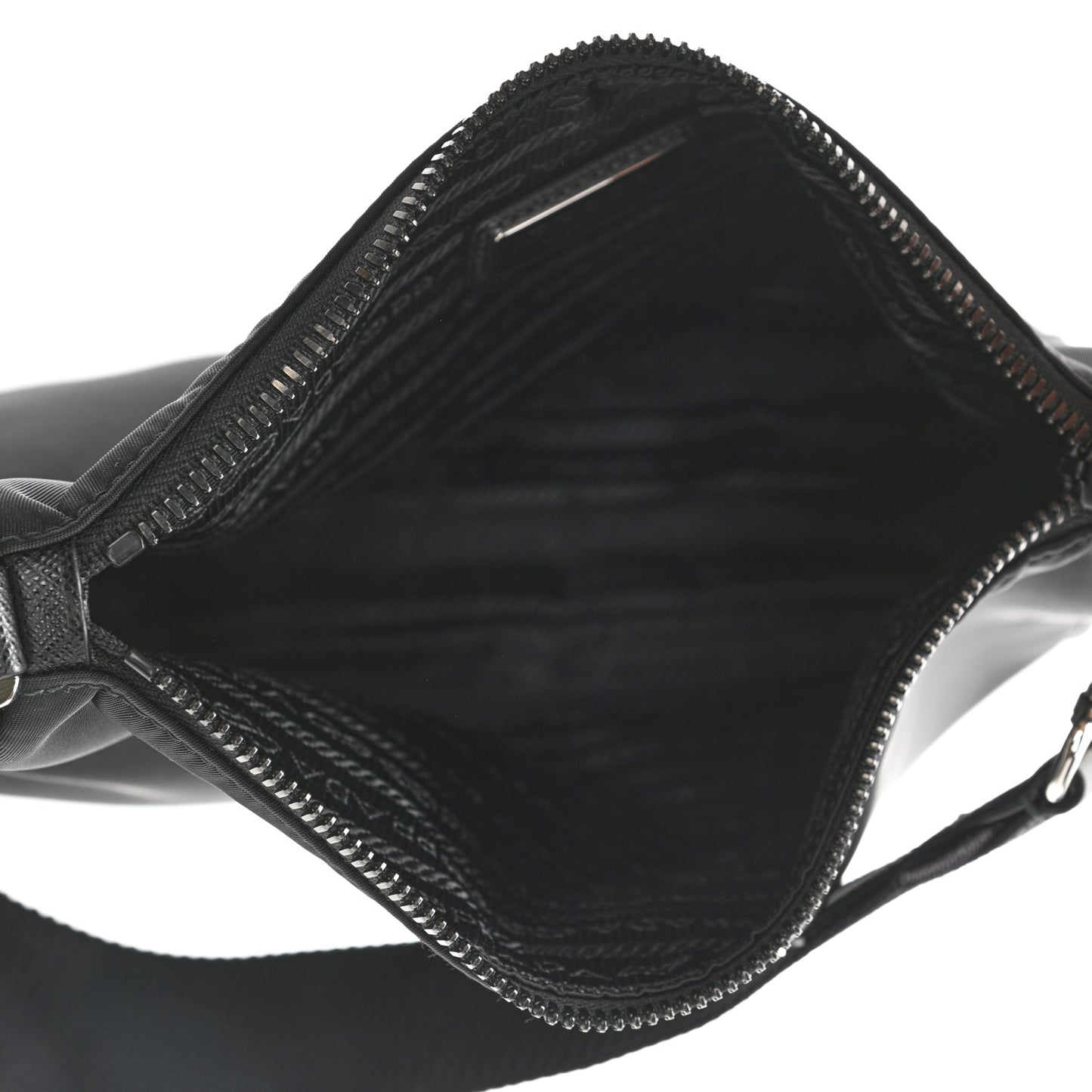 Re-Nylon Saffiano Pocket Zippered Shoulder Bag Black