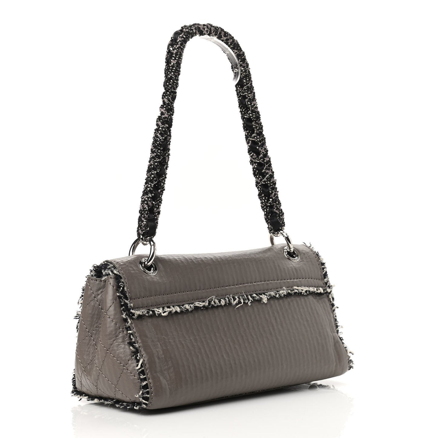 Tweed Calfskin Tweedy Single Flap Grey
