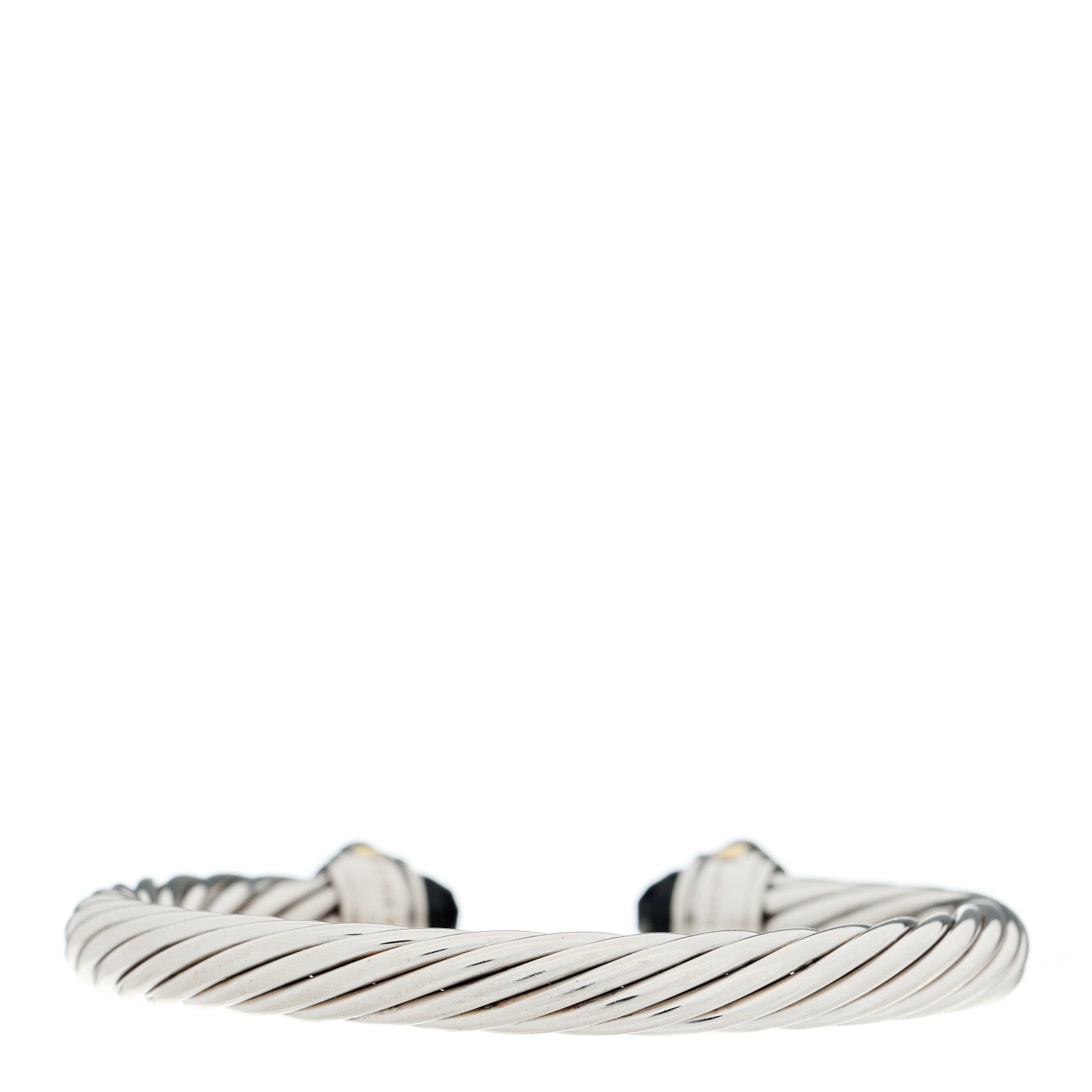 David Yurman Sterling Silver 14K Yellow Gold Black Onyx 7mm Cable Classics Bracelet 2 of 3