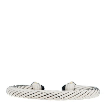 David Yurman Sterling Silver 14K Yellow Gold Black Onyx 7mm Cable Classics Bracelet 2 of 3