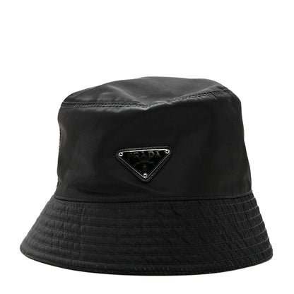 Prada Re-Nylon Metal Triangle Logo Womens Bucket Hat L Black 3 of 10