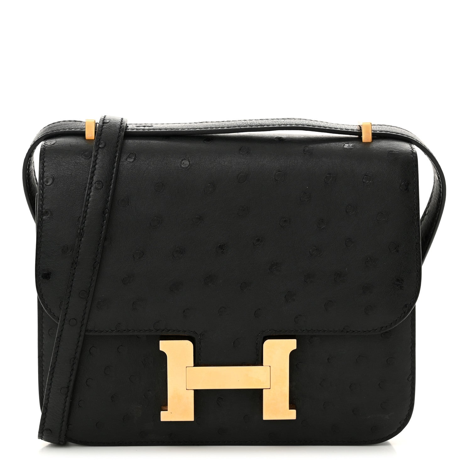 Hermes Ostrich Constance 18 Black 1 of 12