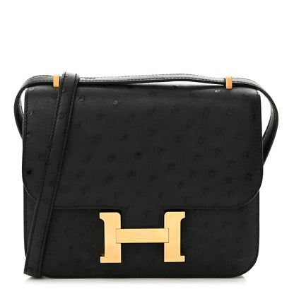 Hermes Ostrich Constance 18 Black 1 of 12