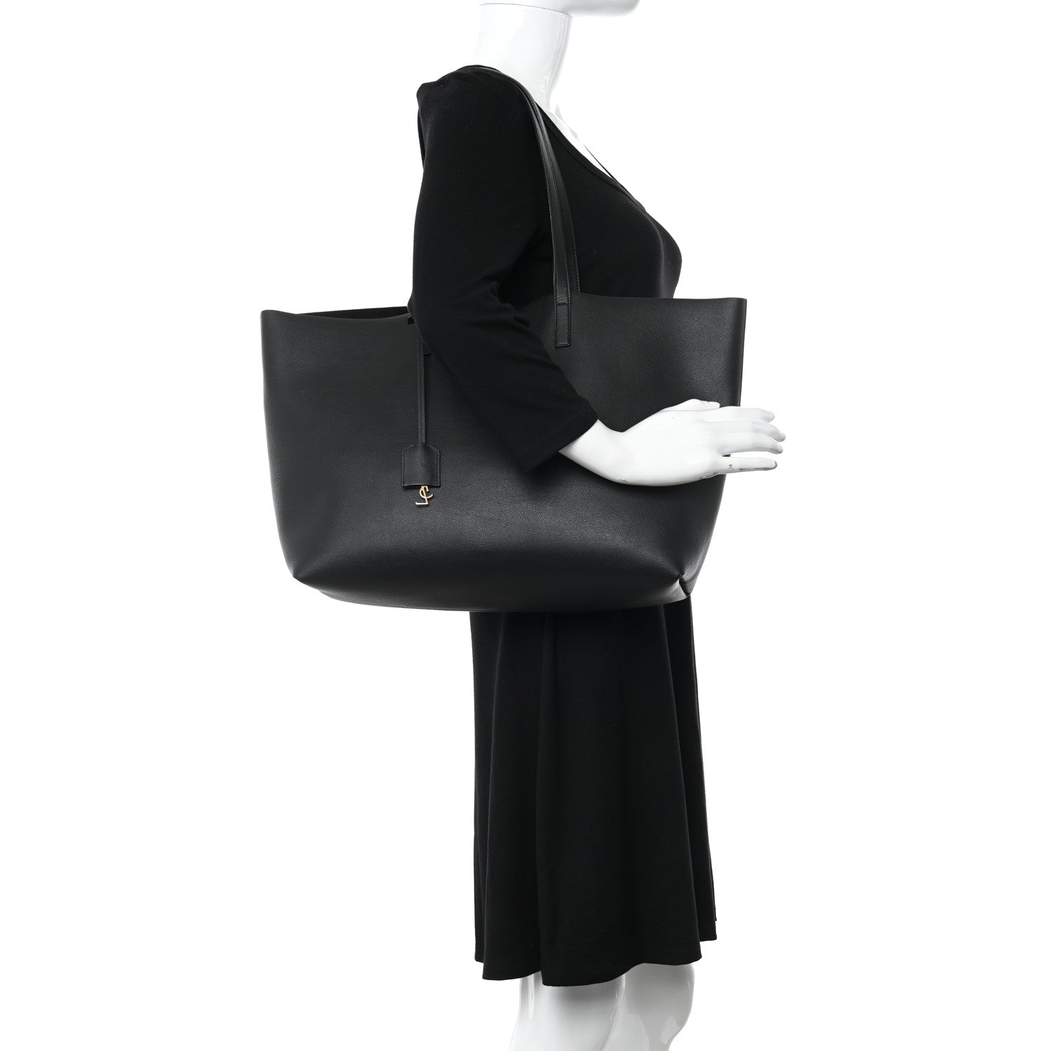 Saint Laurent Calfskin Large Shopping Tote Black 2 of 18