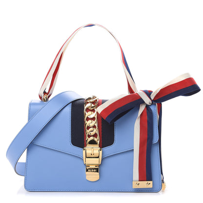 Gucci Calfskin Small Sylvie Shoulder Bag Clear Sky Blue 1 of 9