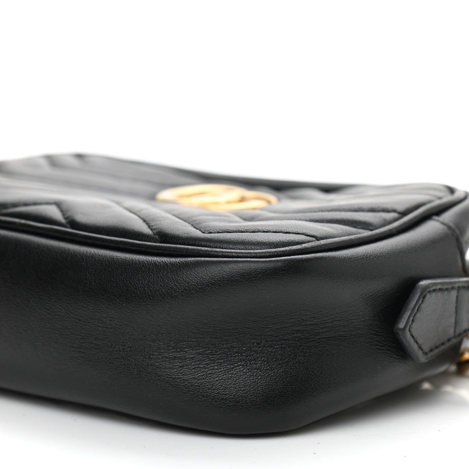 Gucci Calfskin Matelasse Mini GG Marmont Chain Shoulder Bag Black 10 of 13