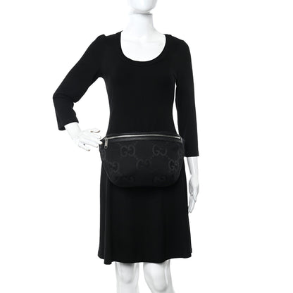 Gucci Monogram Jumbo GG Textured Dollar Calfskin Web Belt Bag Black 2 of 10