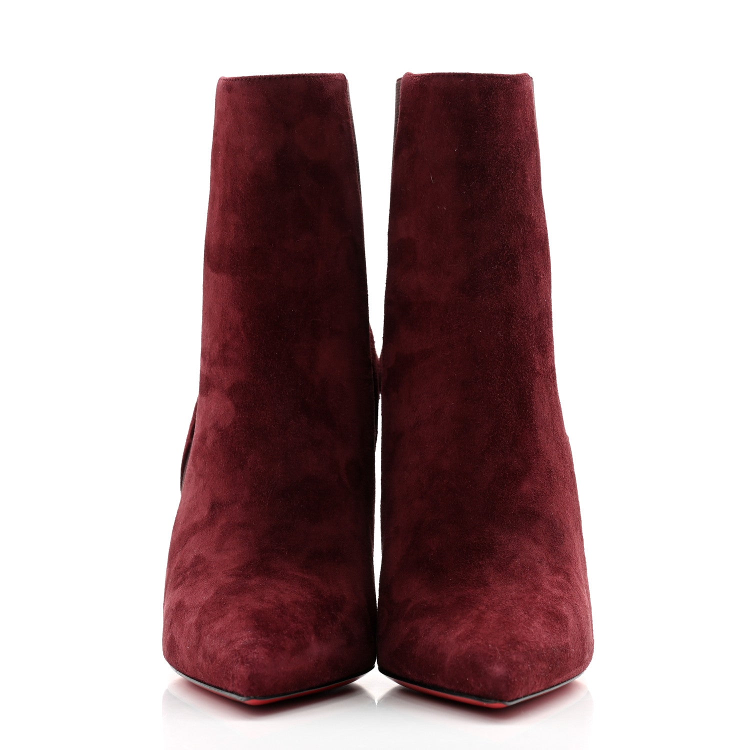 Christian Louboutin Veau Velours Chelsea Chick 100 Stiletto Boots 39 Bordeaux 2 of 10