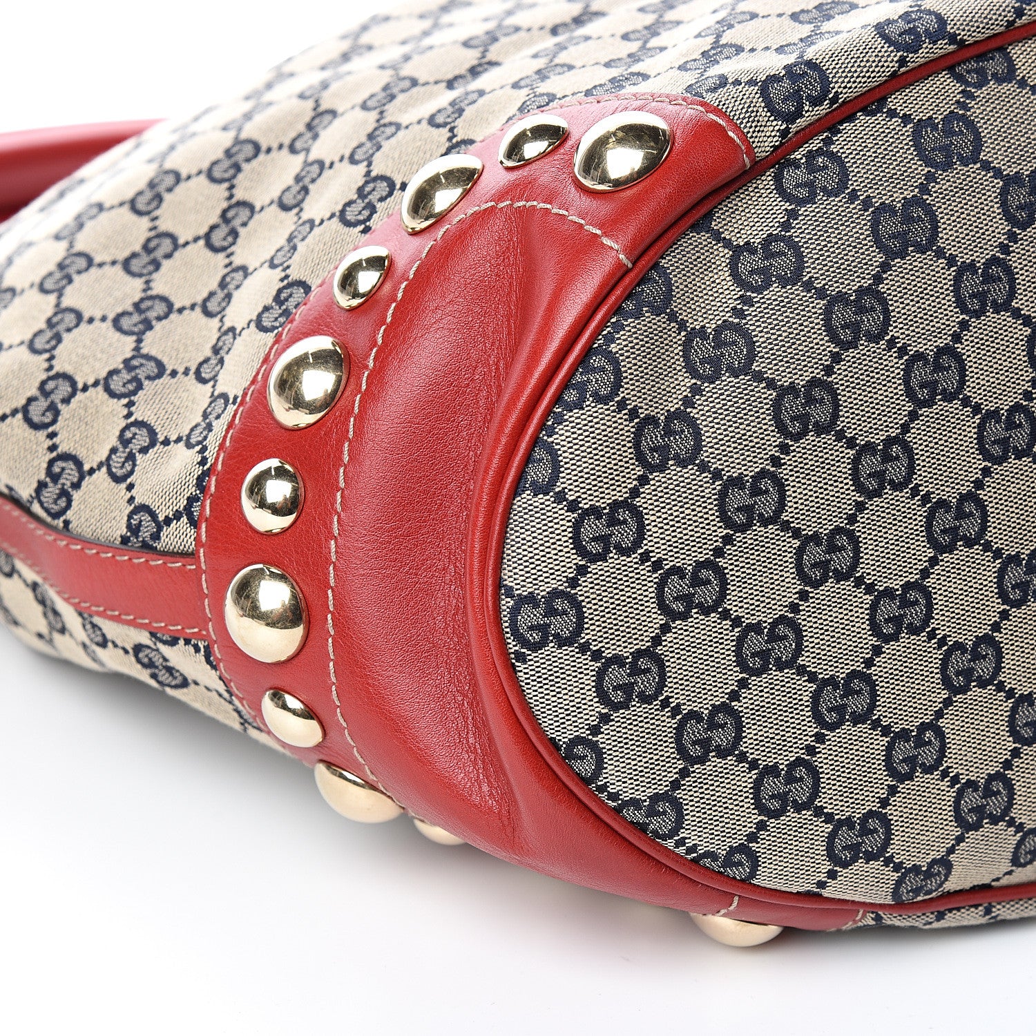 Gucci Monogram Studded Tote Navy Red 7 of 9