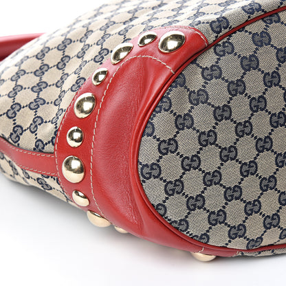 Gucci Monogram Studded Tote Navy Red 7 of 9