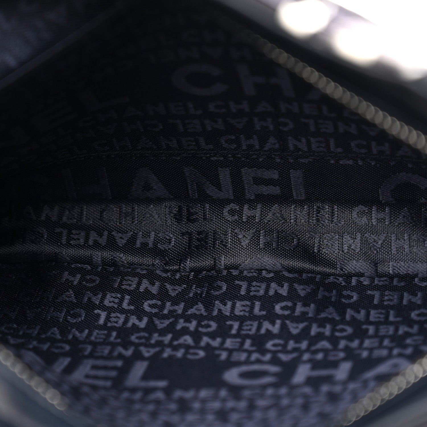 Chanel Lambskin Fabric Pleated Symbols Pochette Navy 1883382
