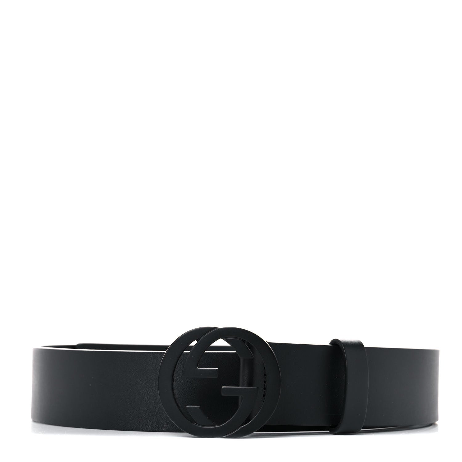 Gucci Selleria Calfskin Monochrome Interlocking G 37mm Belt 90 36 Black 1 of 5
