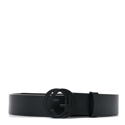 Gucci Selleria Calfskin Monochrome Interlocking G 37mm Belt 90 36 Black 1 of 5