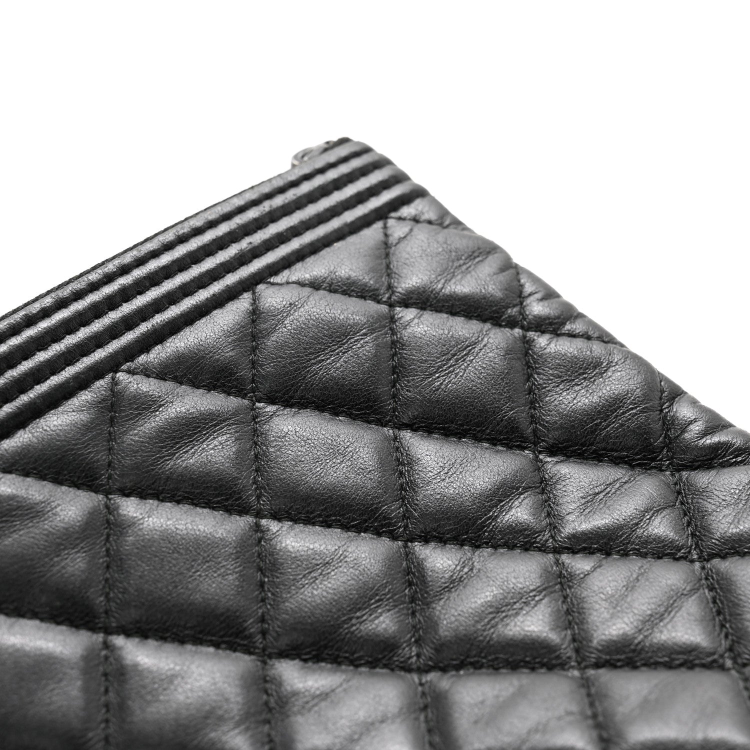 Chanel Lambskin Quilted Large Boy Zip Pouch 10 of 10