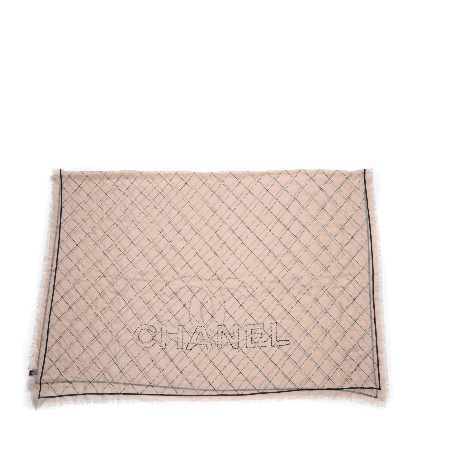 Stitched Print Cashmere CC Scarf Beige