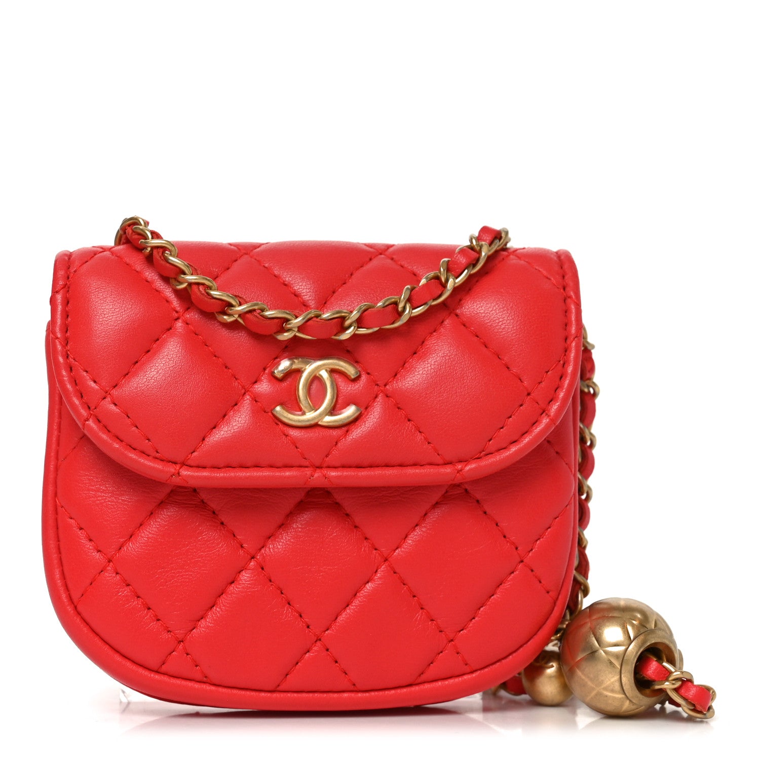 Chanel Lambskin Quilted Pearl Crush Waist Bag Red 1 of 10