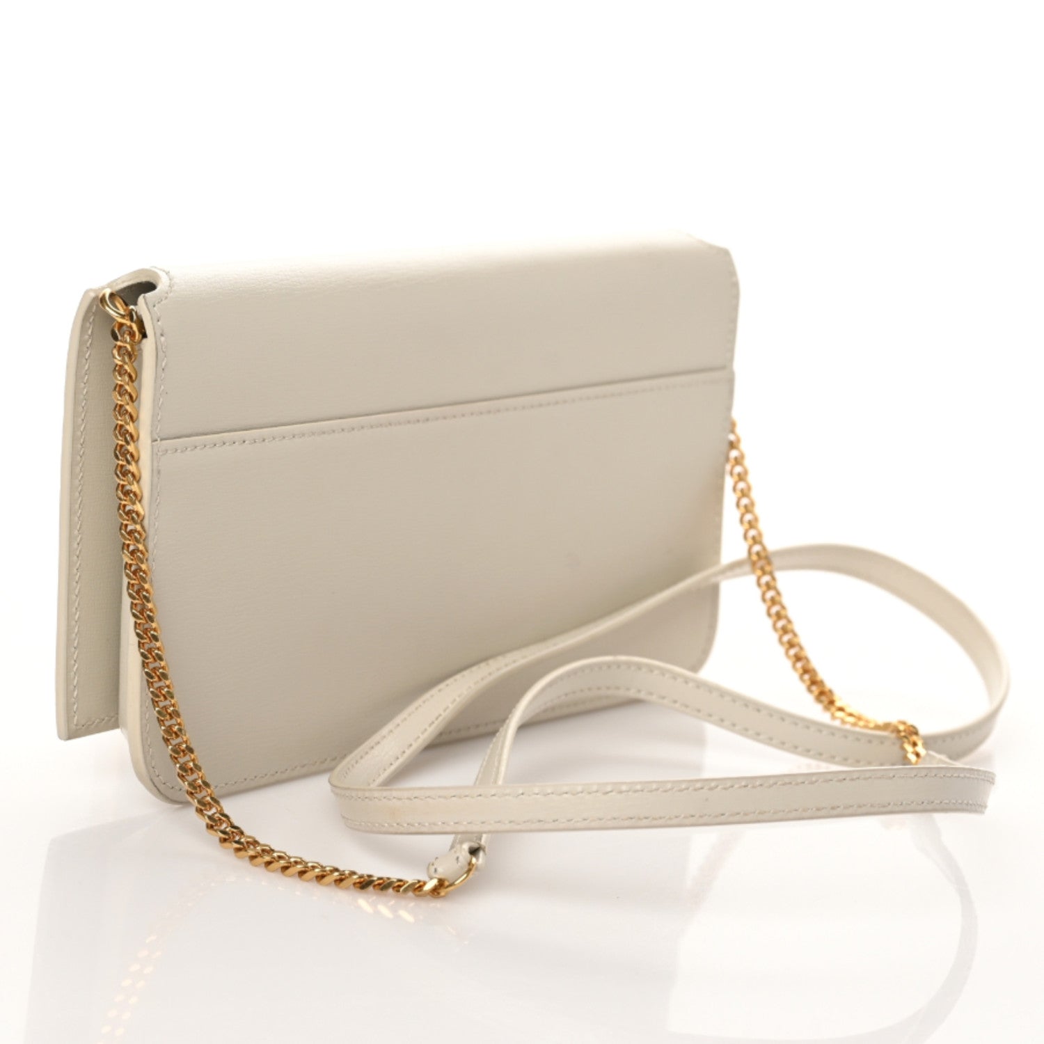 Saint Laurent Smooth Calfskin Monogram Phone Holder Crossbody Crema Soft 3 of 9