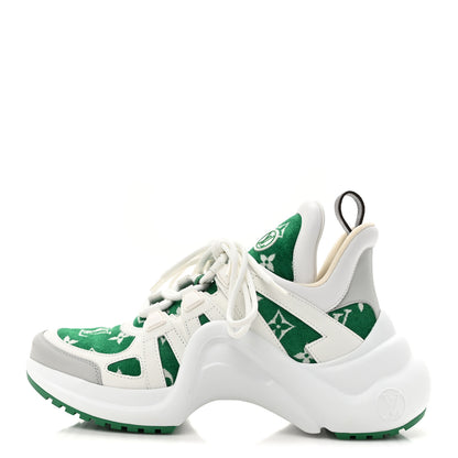 Louis Vuitton Jacquard Velvet Monogram LV Archlight Sneakers 38.5 White Vert 1 of 8