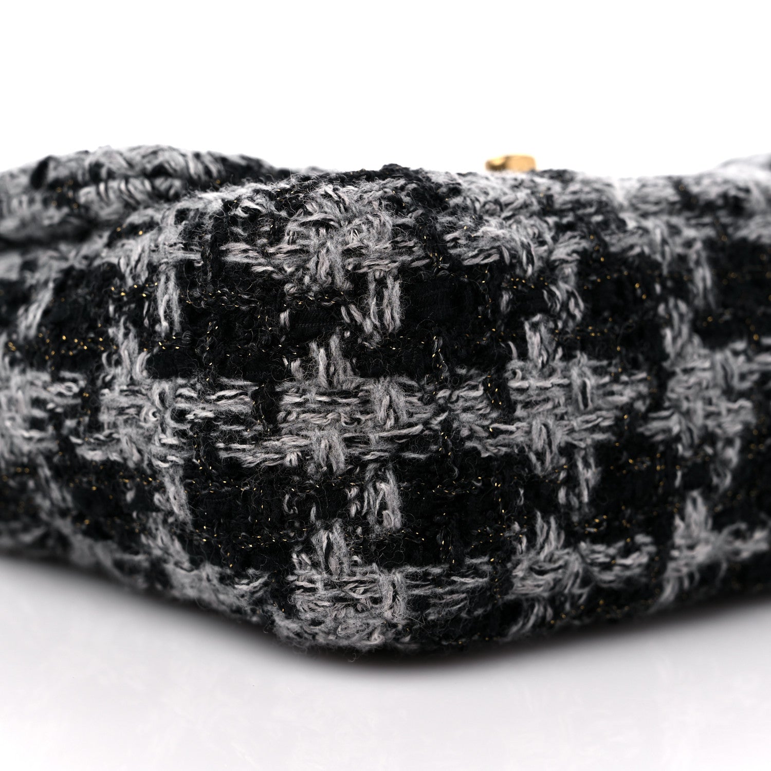 Chanel Wool Tweed Quilted Small Elegant Chain Flap Black Grey 8 of 9